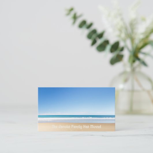 We hebben Beach Home New Address Coastal Photo Visitekaartje (Staand voorkant)