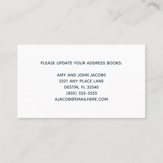 We hebben Beach Home New Address Coastal Photo Visitekaartje (Achterkant)