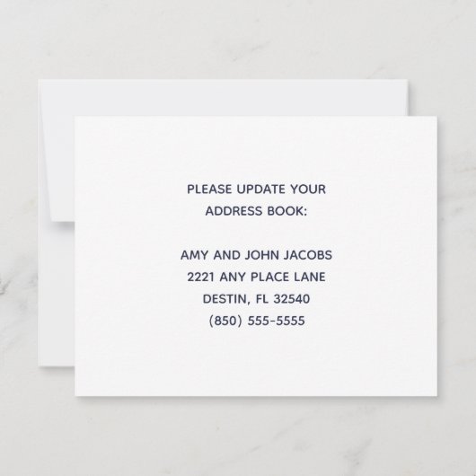 We hebben Beach Home New Address verplaatst Aankondiging (Achterkant)