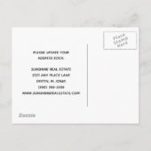 We hebben Beach Town Kantoor Palm Tree verplaatst Aankondigingskaart (Achterkant)