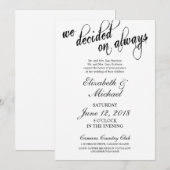 We hebben besloten om altijd te trouwen kaart (Voorkant / Achterkant)