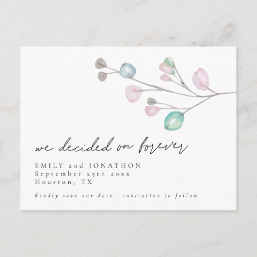 We hebben besloten om Forever Script Leaves de dat Uitnodiging Briefkaart (Voorkant)