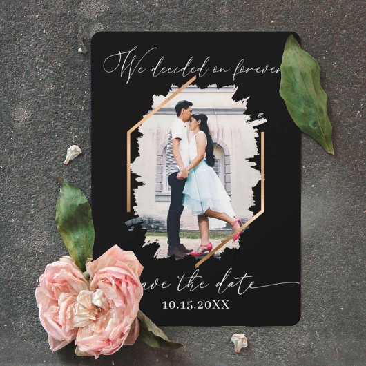 We hebben besloten om het Verloving van de Foto va Save The Date