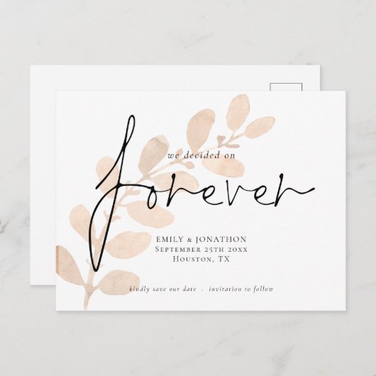We hebben besloten om voor altijd perzik gebladert uitnodiging briefkaart (Voorkant / Achterkant)
