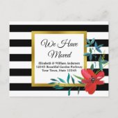 We hebben Bewegd Zwart en Witte Striped Red Flower Briefkaart (Voorkant)