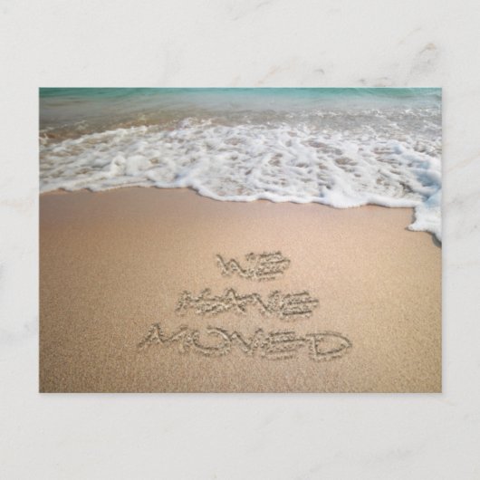 We hebben Beweging Strand Zand Schrijven Aankondigingskaart (Voorkant)