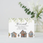 We hebben bewerkbaar nieuw adres verplaatst briefkaart (Staand voorkant)