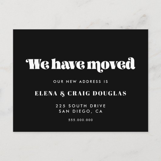 We hebben  bewogen aankondigingskaart (Voorkant)