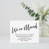 "We hebben bewogen" Modern handschrift zwart wit K Kaart (Staand voorkant)