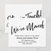 "We hebben bewogen" Modern handschrift zwart wit K Kaart (Voorkant / Achterkant)