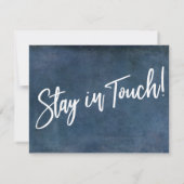 "We hebben bewogen" Typografie Grunge Navy Aankond Kaart (Achterkant)