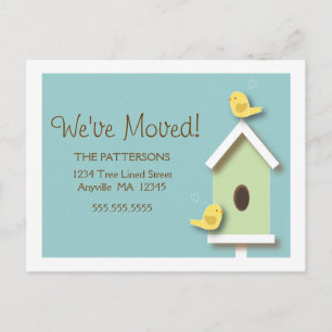 We hebben Birdhouse New Address Briefkaart verplaa