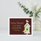 We hebben Birdhouse New Address Briefkaart verplaa (Staand voorkant)