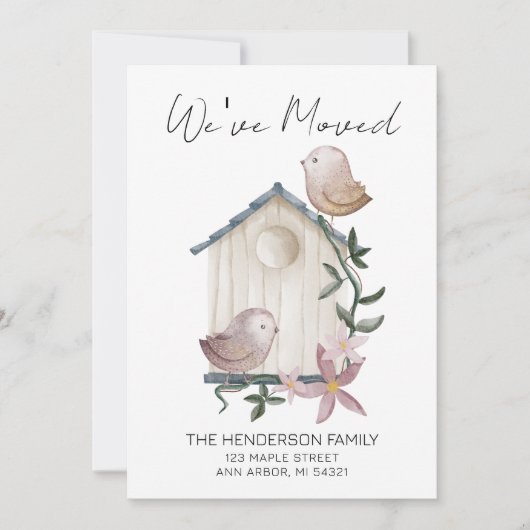 We hebben Birdhouse New Home Moving Announcement v Kaart (Voorkant)