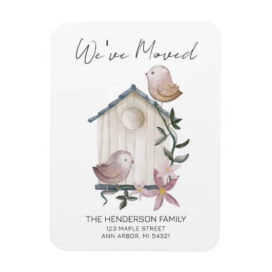 We hebben Birdhouse New Home Moving Announcement v Magneet (Verticaal)