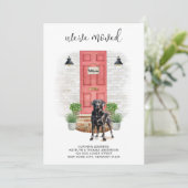 We hebben Black Labrador Red Door Dog verhuisd Aankondiging (Staand voorkant)