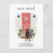 We hebben Black Labrador Red Door Dog verhuisd Aankondigingskaart (Voorkant)