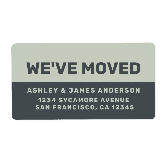 We hebben Black Pastel Green New Address verplaats Etiket (Voorkant)