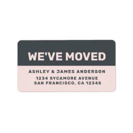We hebben Black Pastel Pink New Address verplaatst Etiket