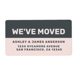 We hebben Black Pastel Pink New Address verplaatst Etiket