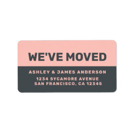 We hebben Black Pastel Pink New Address verplaatst Etiket