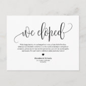 We hebben |  Black Script Wedding Elopement Aankondigingskaart (Voorkant)