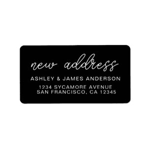 We hebben Black White New Address verplaatst Etiket