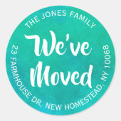 We hebben Blauwgroen Waterverf retour adreslabels  Ronde Sticker (Voorkant)