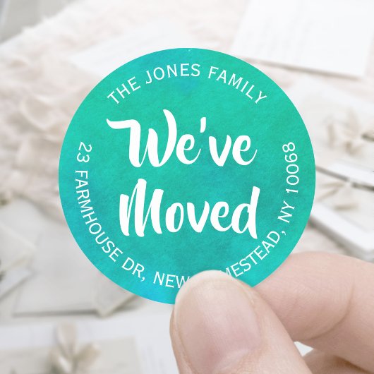 We hebben Blauwgroen Waterverf retour adreslabels  Ronde Sticker