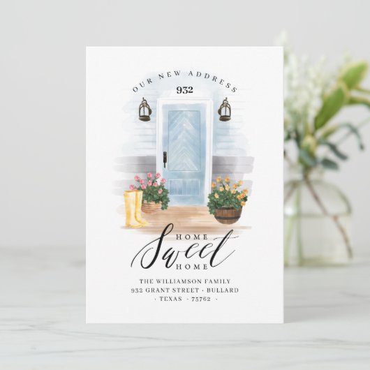 We hebben Blue Chic Country Waterverf Blue Door ve Aankondiging (Staand voorkant)