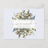 We hebben Blue Floral Script aankondiging verplaat Briefkaart (Voorkant)