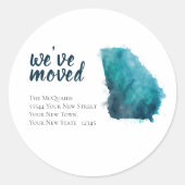 We hebben Blue Waterverf Georgia verplaatst Ronde Sticker (Voorkant)