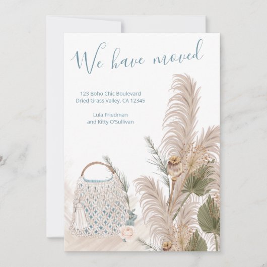 We hebben Boho Chic Macrame Pampas Grass Moving Aankondiging (Voorkant)