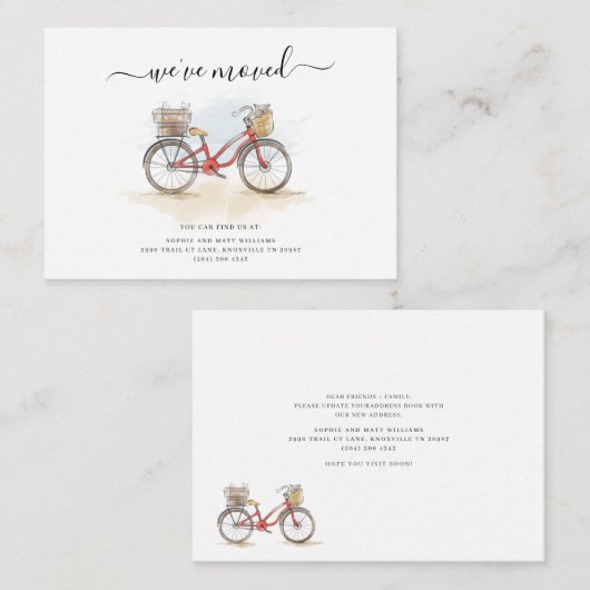 We hebben Boho Chic Red Bicycle Moving Notitiekaartje (Voorkant / Achterkant)