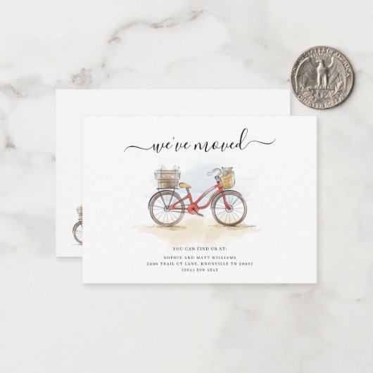 We hebben Boho Chic Red Bicycle Moving Notitiekaartje (Voorkant / Achterkant in situ)