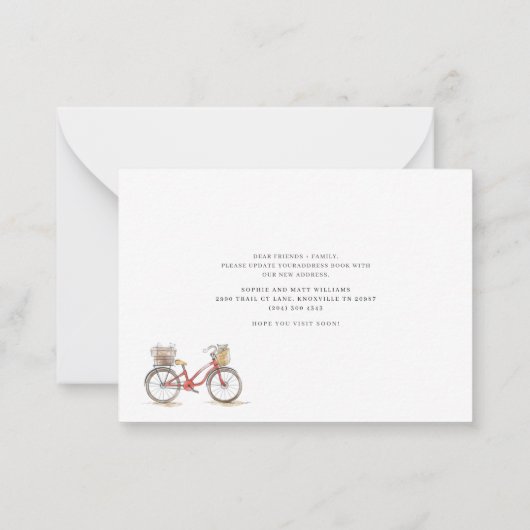 We hebben Boho Chic Red Bicycle Moving Notitiekaartje (Achterkant)