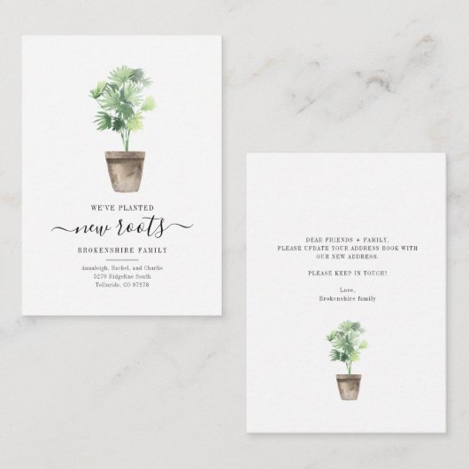 We hebben Boho Indoor Plant Bewegend Nieuw Adres v Notitiekaartje (Voorkant / Achterkant)