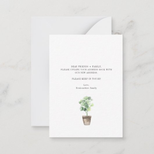 We hebben Boho Indoor Plant Bewegend Nieuw Adres v Notitiekaartje (Achterkant)