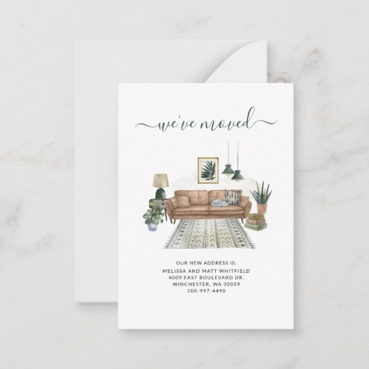 We hebben Boho Living Room Moving Announcement ver Notitiekaartje (Voorkant)