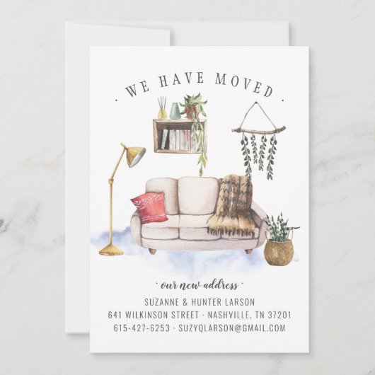 We hebben Boho Living Room Moving Announement verp Aankondiging (Voorkant)