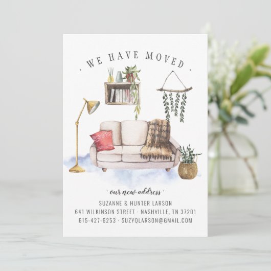 We hebben Boho Living Room Moving Announement verp Aankondiging (Staand voorkant)