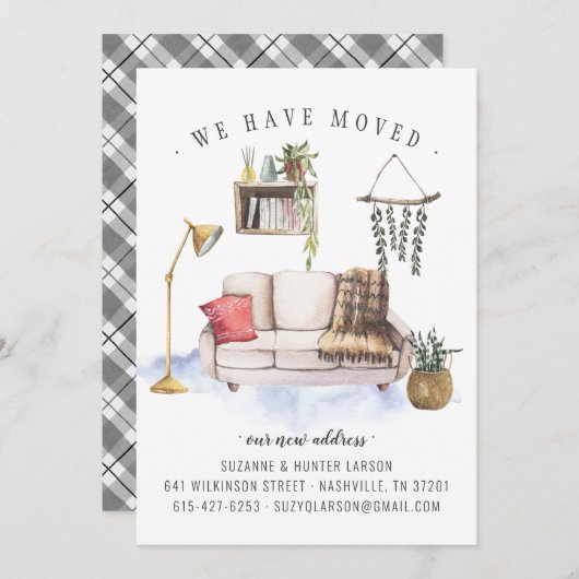 We hebben Boho Living Room Moving Announement verp Aankondiging (Voorkant / Achterkant)