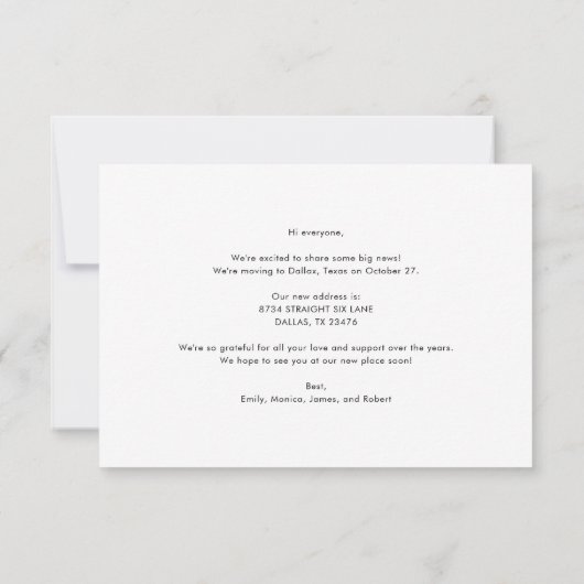 We hebben Boho New Address verhuisd Aankondiging (Achterkant)