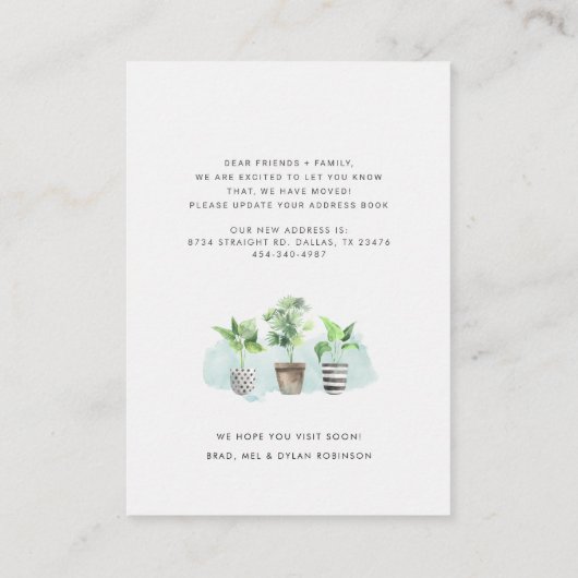 We hebben Boho New Roots Moving Announcement verpl Visitekaartje (Achterkant)