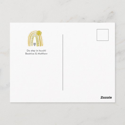 We hebben Boho Yellow Rainbow-aankondiging verplaa Briefkaart (Achterkant)