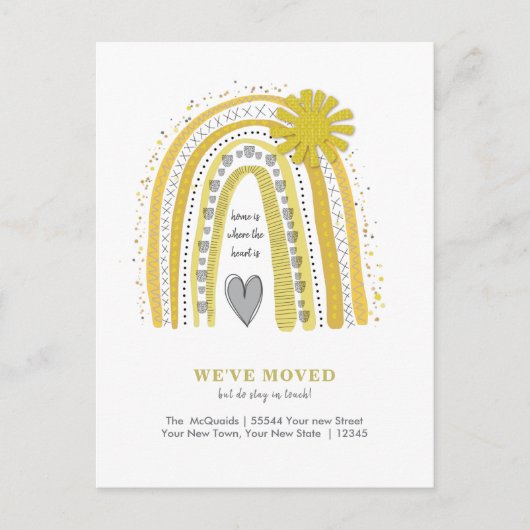 We hebben Boho Yellow Rainbow-aankondiging verplaa Briefkaart (Voorkant)