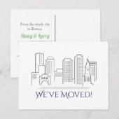 We hebben Boston City Skyline verplaatst Aankondigingskaart (Voorkant / Achterkant)