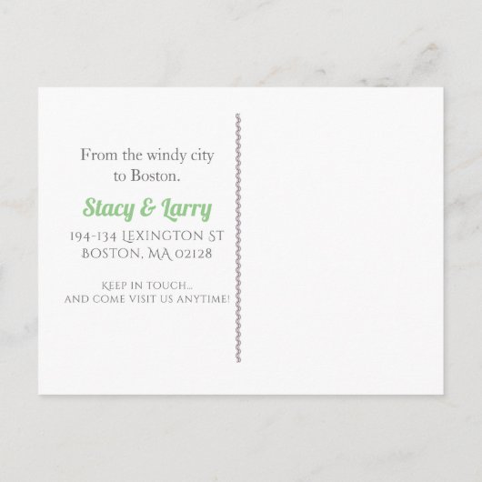 We hebben Boston City Skyline verplaatst Aankondigingskaart (Achterkant)