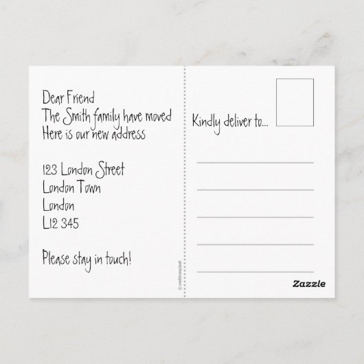 We hebben briefkaart verplaatst - personaliseren (Achterkant)