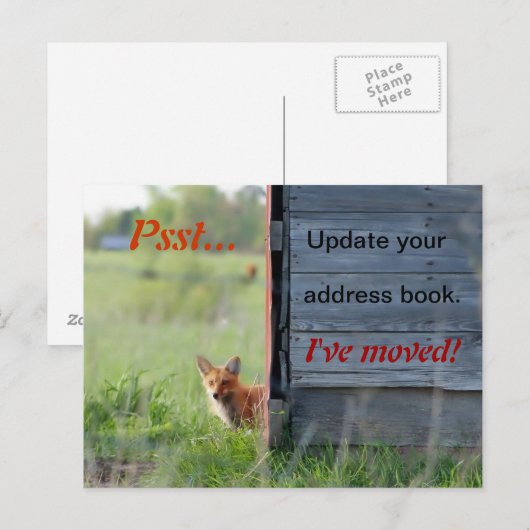 We hebben Briefkaart verplaatst (rode vos in schuu (Voorkant / Achterkant)